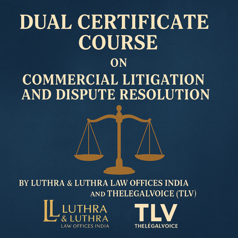 Dual Certificate Course on Commercial Litigation and Dispute Resolution By Luthra & Luthra Law Offices India and TheLegalVoice (TLV)