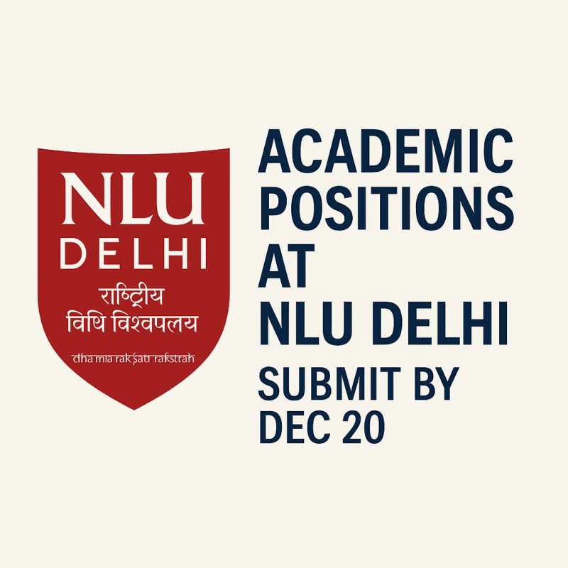 Academic Positions at NLU Delhi | Apply by Dec 20