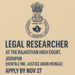 Legal Researcher – Rajasthan High Court | Apply by Nov 27