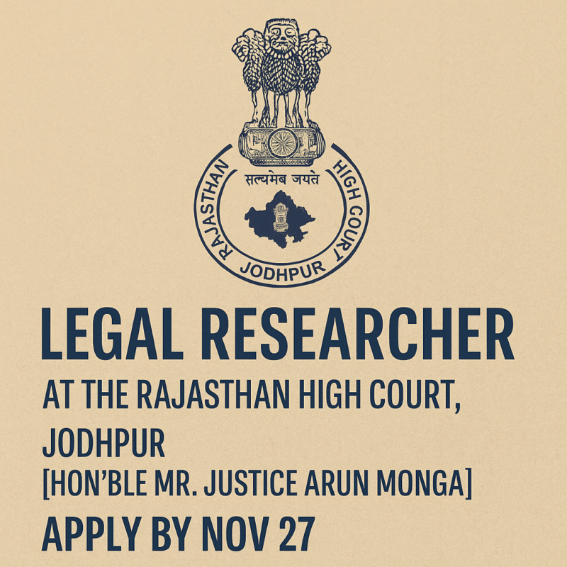Legal Researcher – Rajasthan High Court | Apply by Nov 27